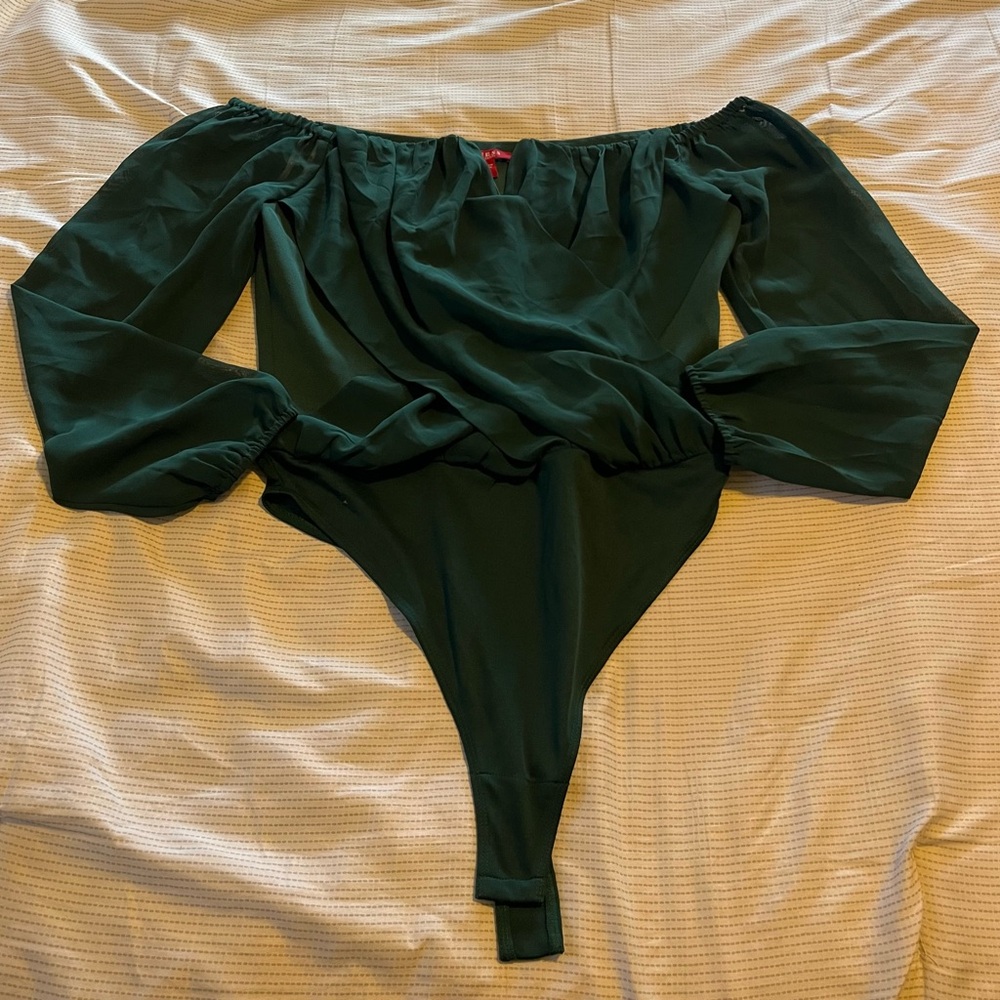 Off-Shoulder Dark Jade Bodysuit